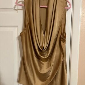 Elegant Gold Drape Neck Women's Top